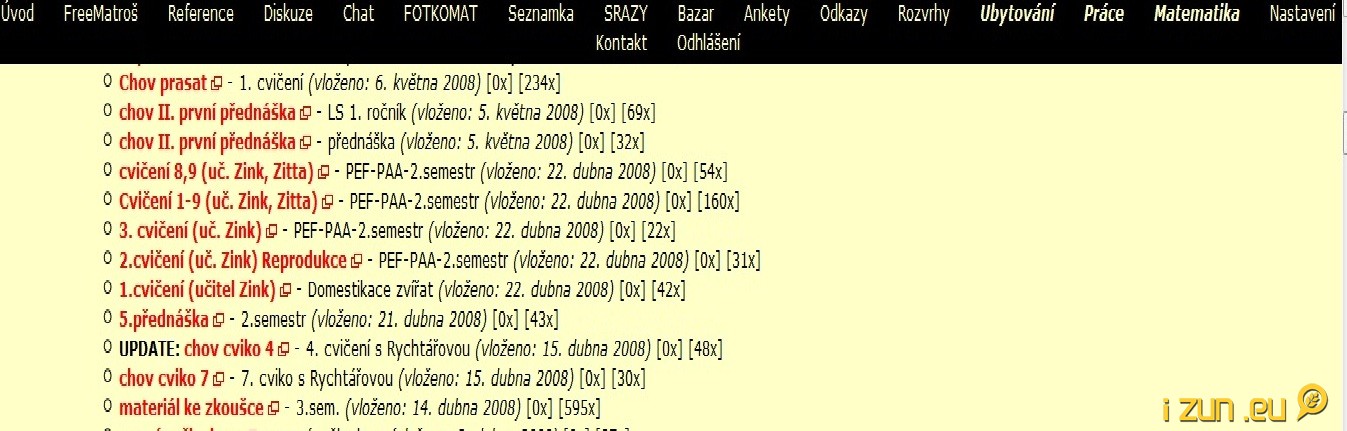 Množství materiálů potěší, rok vložení už ale o poznání méně... Množství materiálů potěší, rok vložení už ale o poznání méně...